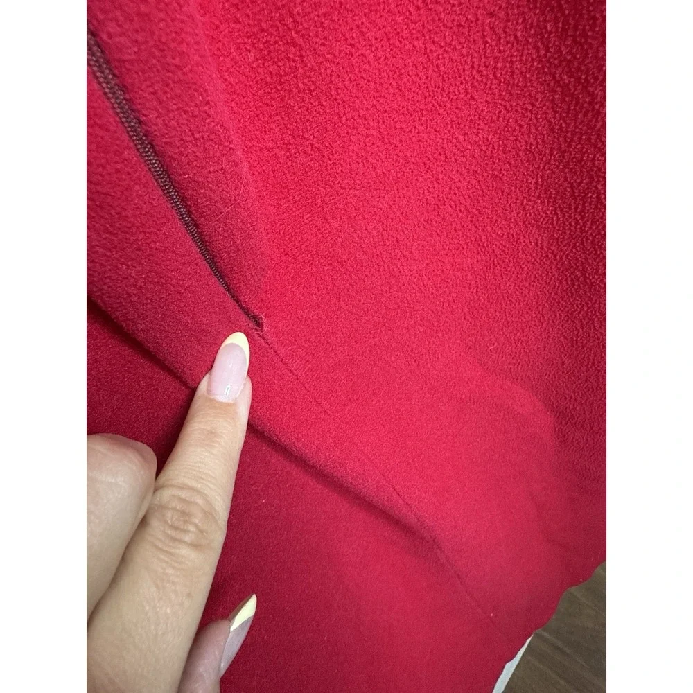 Vintage‎ 60s Sears Home Wear Fleece Robe Housecoat Red Embroider Floral Zip Long